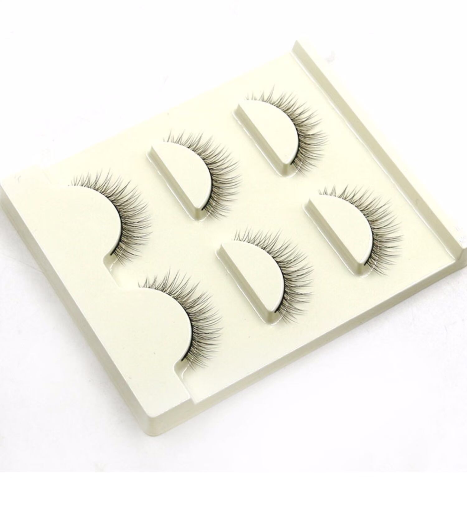 3D mềm mại loại lông mi giả trang điểm nude tự nhiên di chuyển đoạn dài handmade đen cuống trên 3 cặp - Lông mi giả mi giả katun