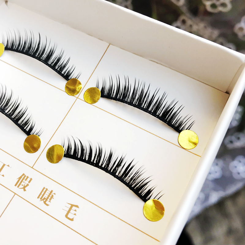Con quỷ nhỏ dày cứng cuống lông mi giả Nhật Bản yếu tố thứ cấp trên lông mi cụm tip-đuôi dễ thương chị đen cuống năm cặp gel kích mí