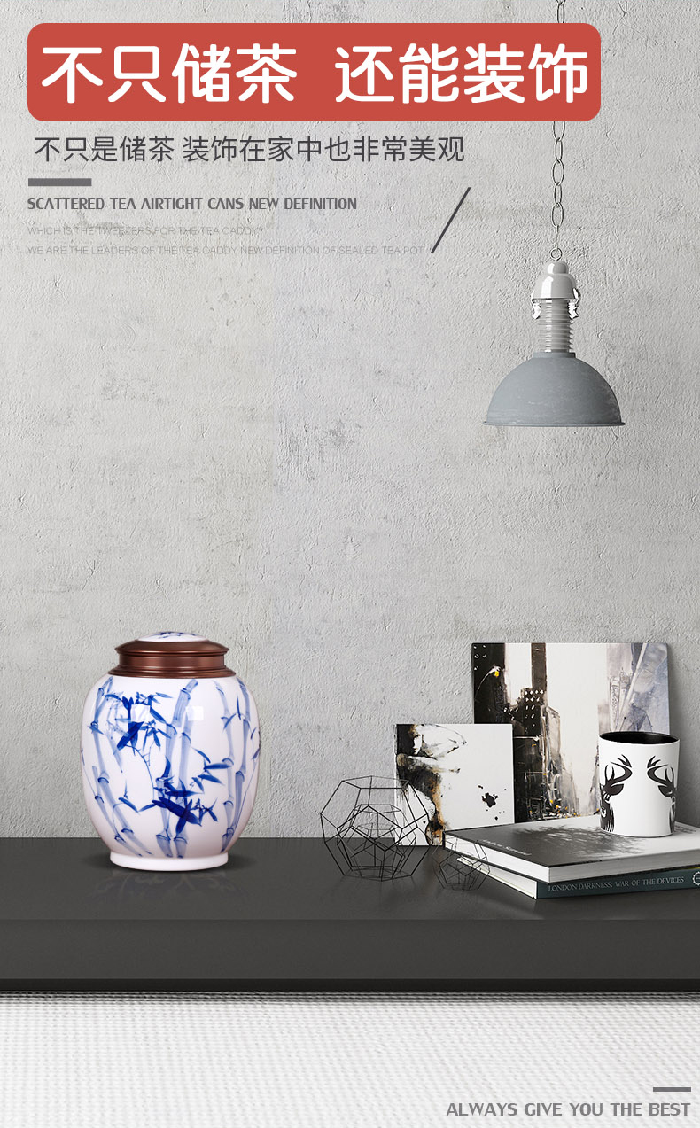 A kilo is installed metal cover caddy fixings ceramic gift box storage sealed as cans of jingdezhen blue and white manually POTS of household