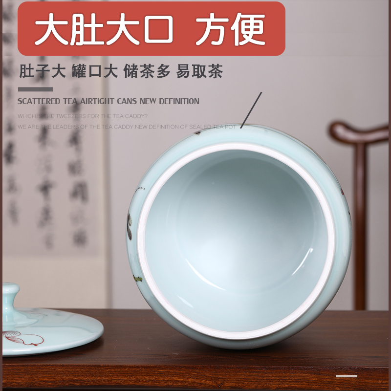 Jingdezhen checking ceramic white tea cake pu 'er tea pot store tea packaging large seal pot tea tea box cylinder