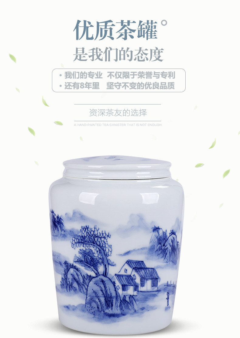 Hand made blue and white porcelain tea pot portable small household moisture storage containers of tea sealed as cans