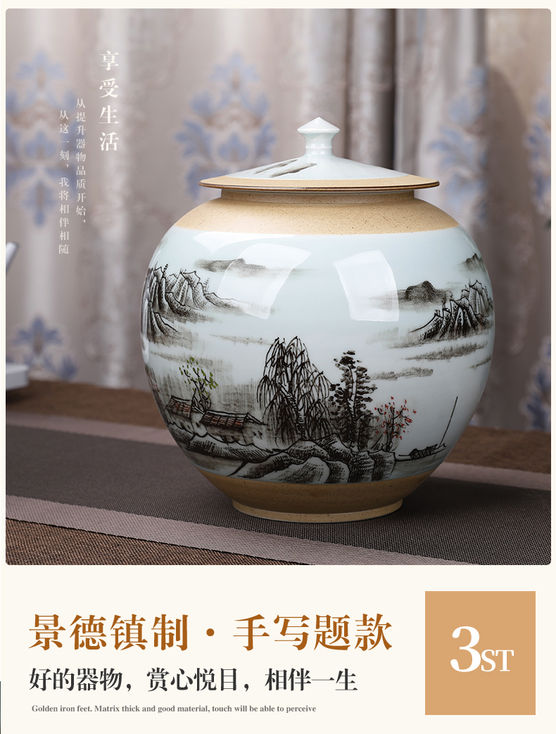 Hand - made shadow green landscape scattered POTS home 2 jins ceramic tea pot creative move fashion a large storage POTS