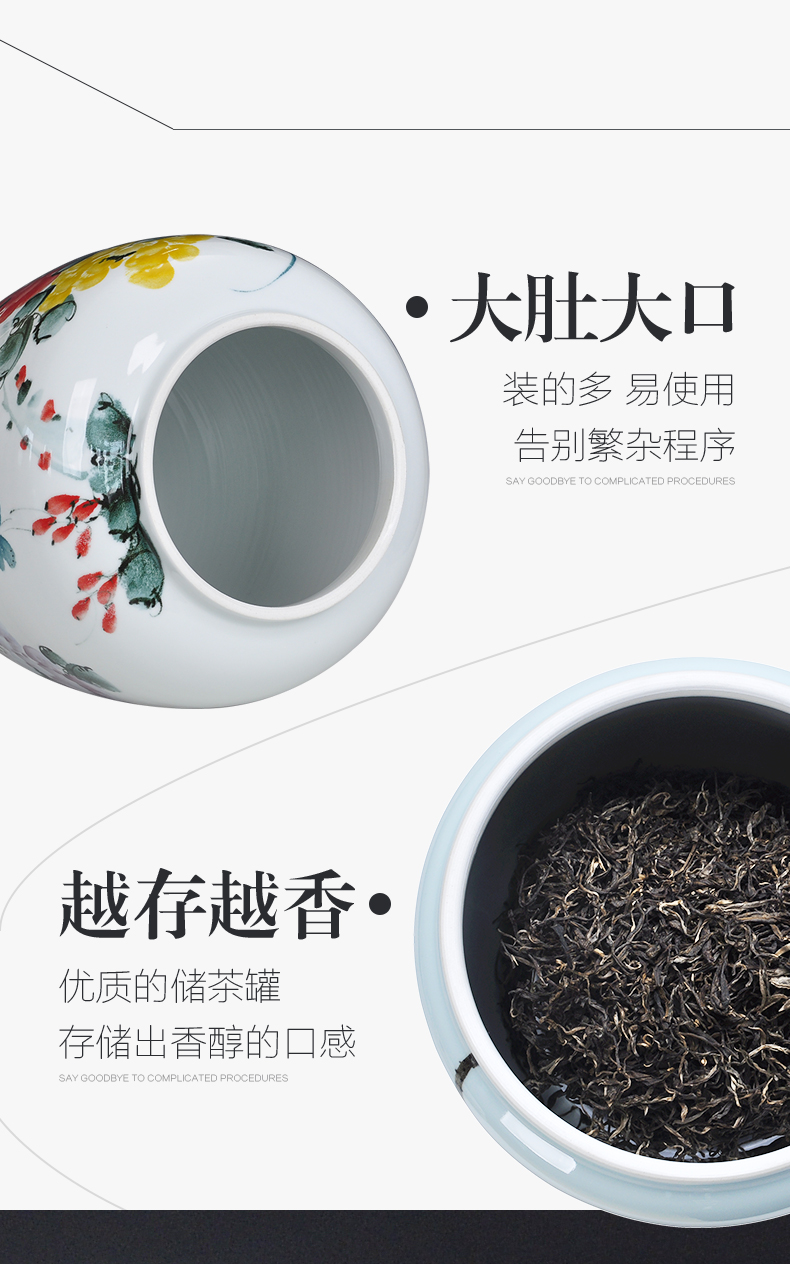 Jingdezhen hand - made caddy fixings super - large code manual sealing up POTS pu - erh tea tea bucket cylinder storage ceramic pot