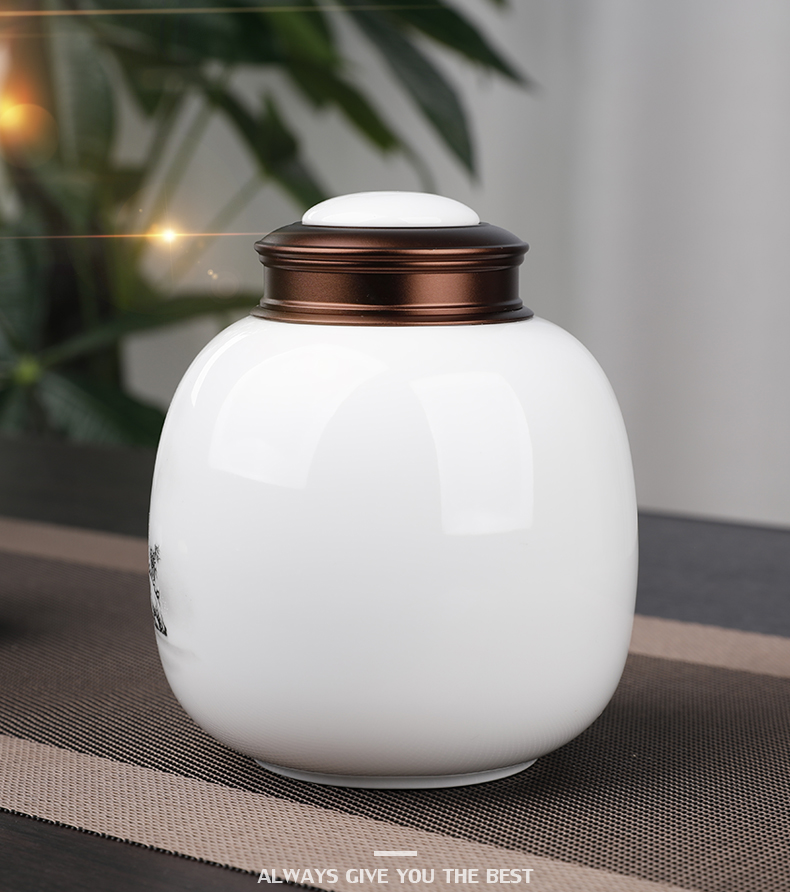 Jingdezhen ceramic tea pot metal cover large half jins to black tea pu 'er small seal pot of tea packaging