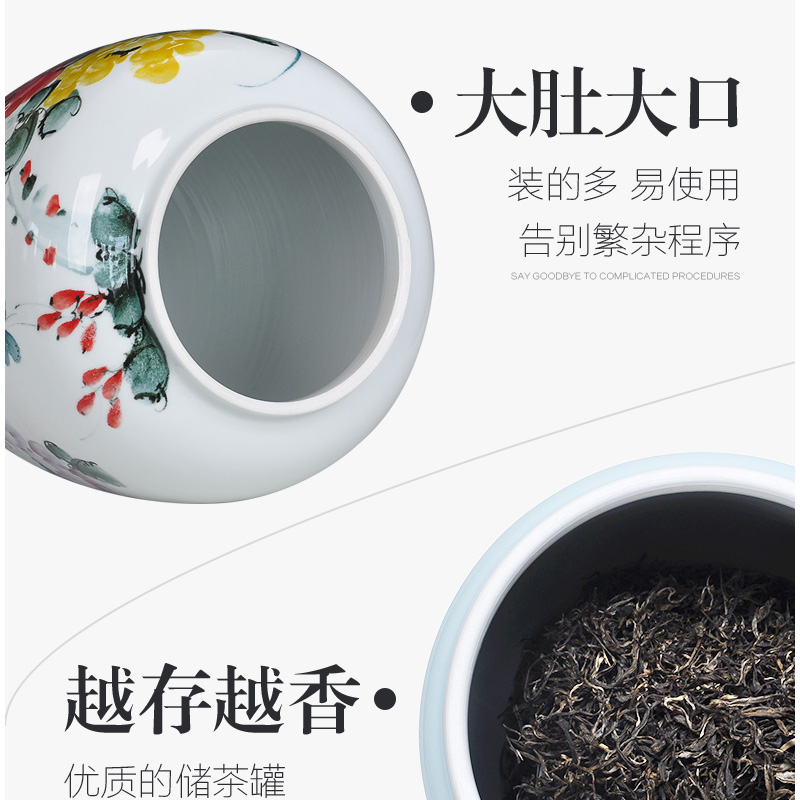 Jingdezhen hand - made caddy fixings super - large code manual sealing up POTS pu - erh tea tea bucket cylinder storage ceramic pot