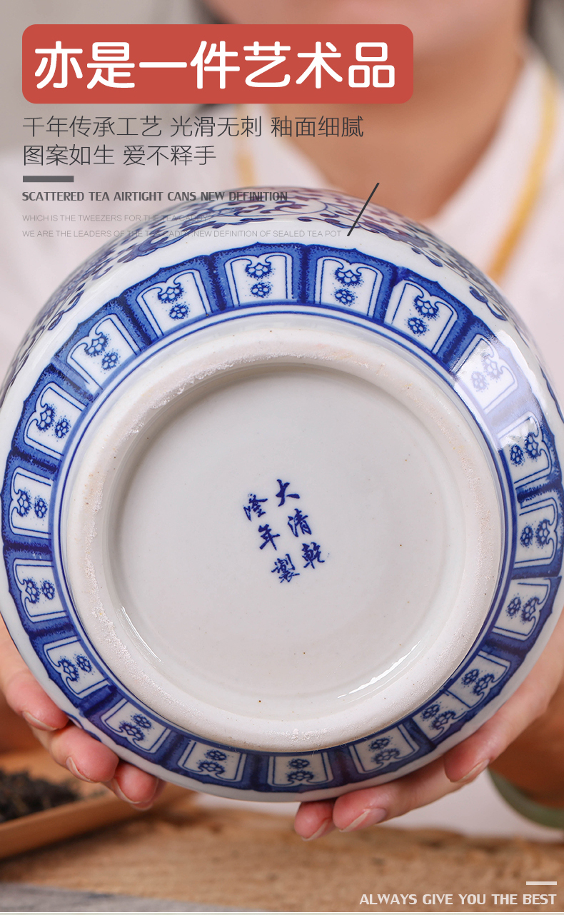 Blue and white porcelain tea pot ceramic small seal tank storage tanks large 1 catty put it old white tea tea POTS