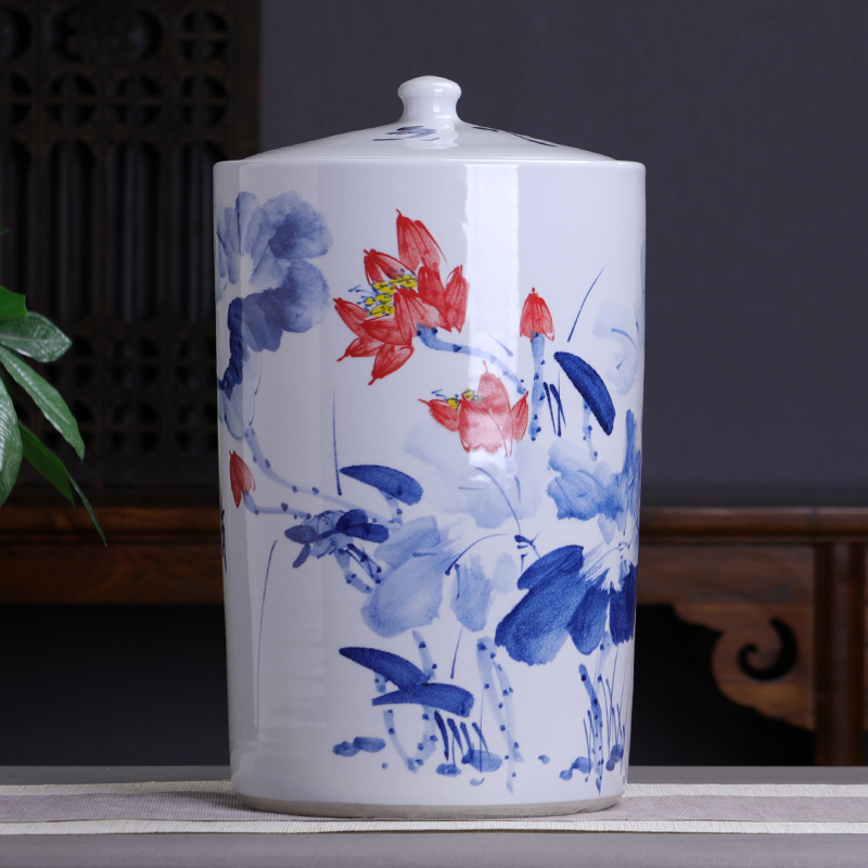 Lotus to heavy straight puer tea boxes caddy fixings household ceramics shengchan dui seal pot of tea cake storage tanks