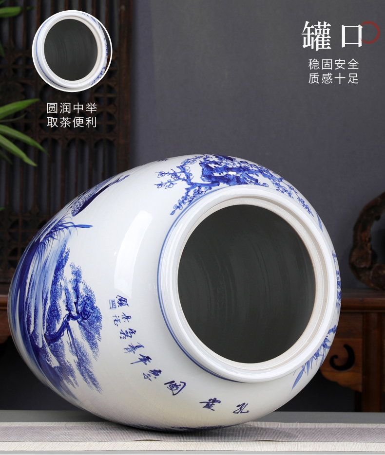 Peacock retro hand - made oversized caddy fixings puer tea cake store tea urn jingdezhen ceramic porcelain collection tank