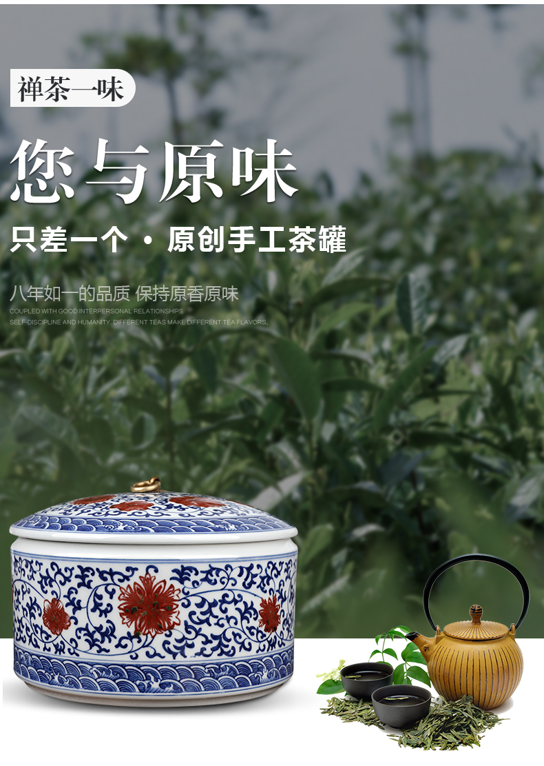 Restoring ancient ways of jingdezhen blue and white porcelain tea cake store old white tea caddy fixings ceramics receive a box of tea cylinder