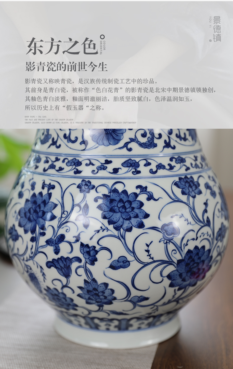 Restoring ancient ways is hand draw 2 jins with caddy fixings of blue and white porcelain ceramic storage tank puer tea to wake tea storage POTS moistureproof