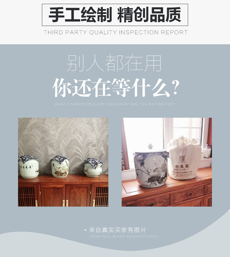 Restoring ancient ways is hand draw 2 jins with caddy fixings of blue and white porcelain ceramic storage tank puer tea to wake tea storage POTS moistureproof