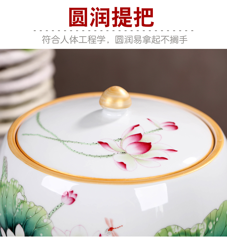 Jingdezhen ceramic pot of tea caddy fixings big yards seal pot large household storage tank puer tea cake storage tanks