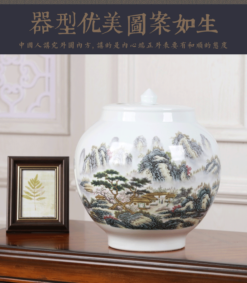 Jingdezhen ceramic vase furnishing articles loose tea with cover storage tank caddy fixings large 5 jins of moisture - proof seal up tea pot