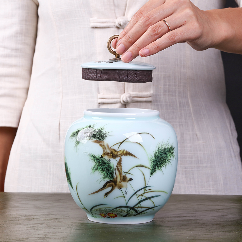 Manually install caddy fixings small ceramic seal tank portable storage puer tea family tea empty box gift box