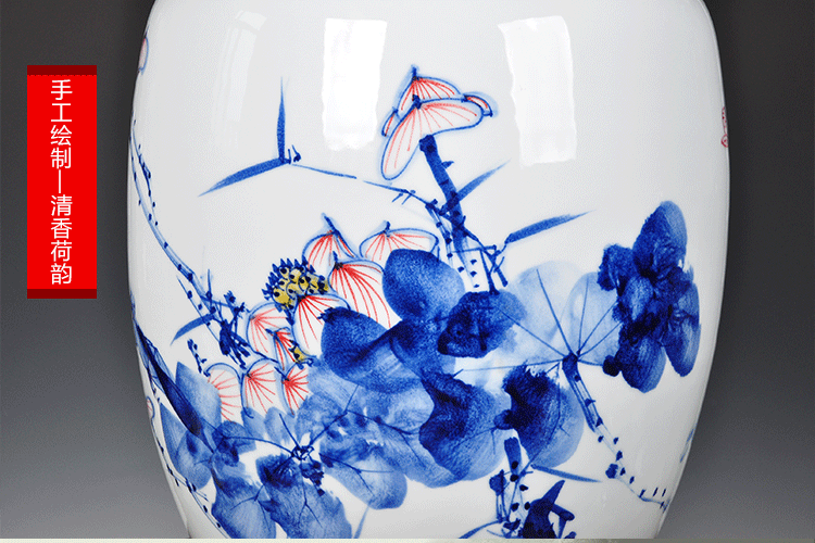 Blue and white porcelain tea pot large furnishing articles pu 'er ceramic jar airtight storage scattered tea POTS, tea tea urn