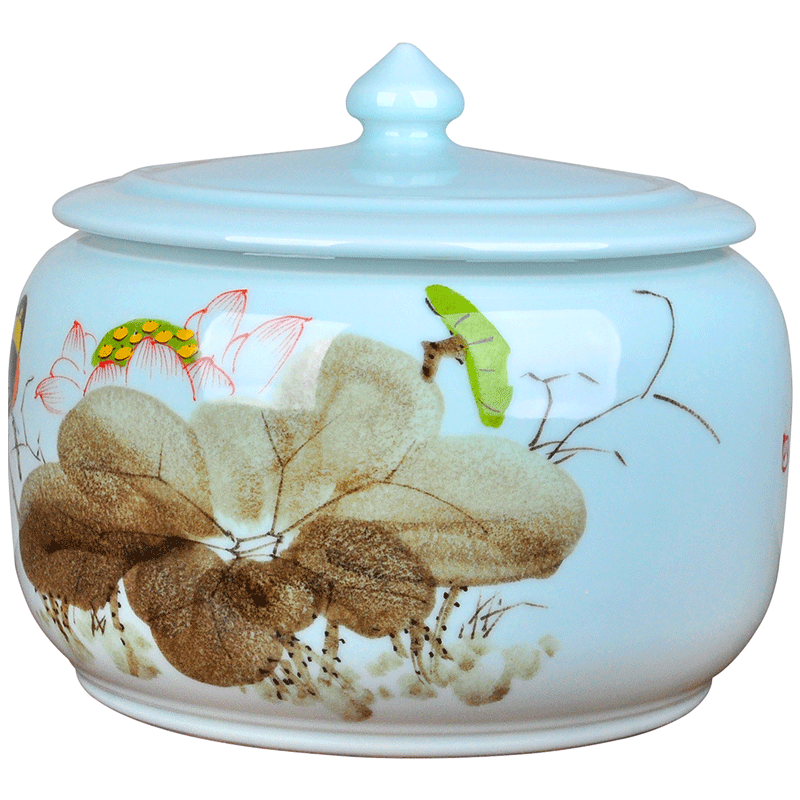 Large ceramic tea caddy fixings box seven bread 6 domestic tea boxes sealed as cans hand - made POTS of tea set