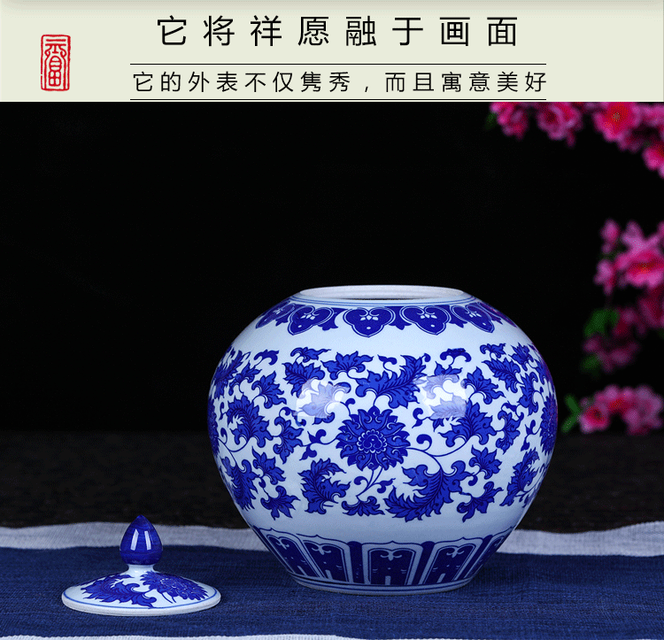 Jingdezhen ceramic tea pot large blue and white porcelain tea cylinder full manual sealing up POTS moistureproof tea set