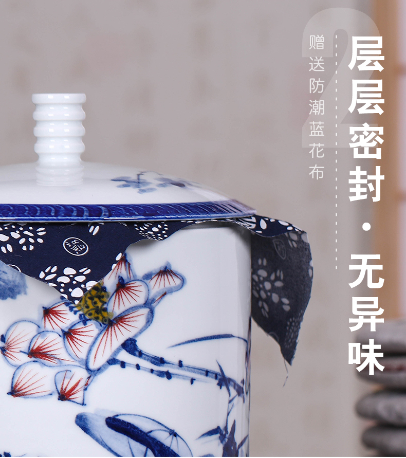 Hand - made ceramic tea caddy fixings household deposit box sealed tank storage tanks put tea POTS of large POTS