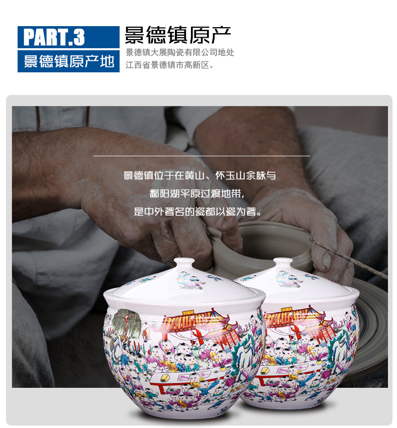 Jingdezhen ceramic tea pot storage tank in pu 5 pieces of tea cake box of large tea barrel storage sealed POTS