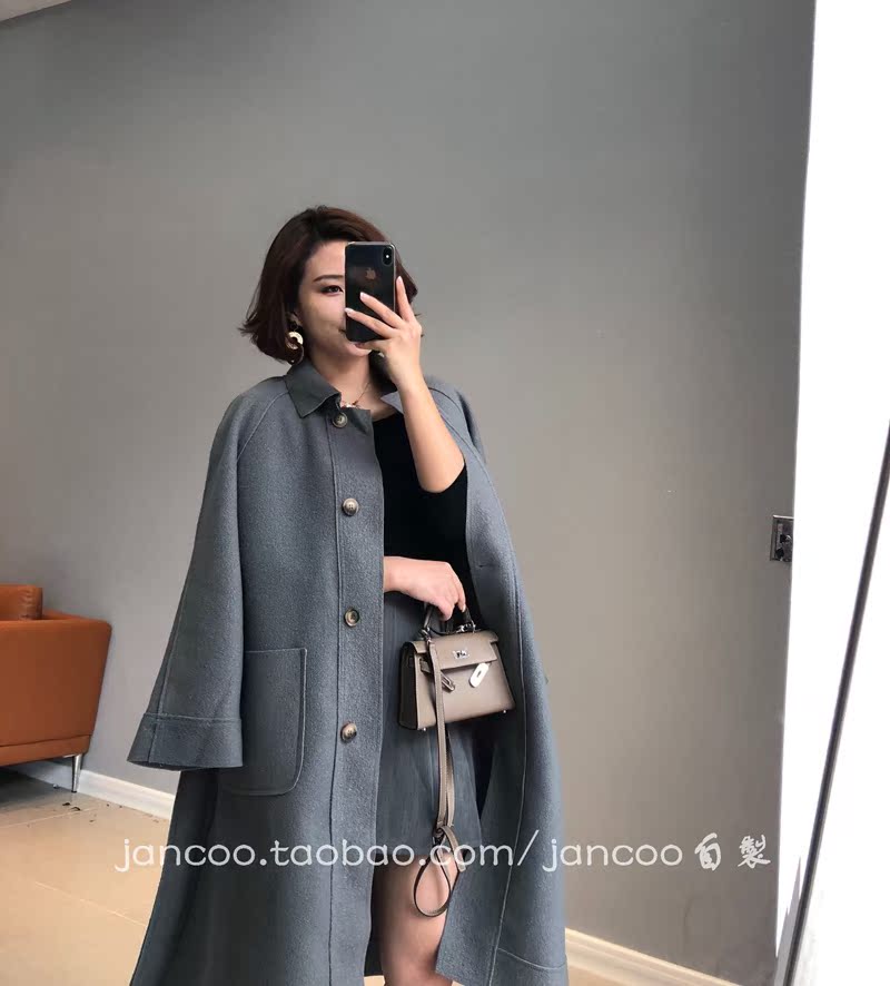 JANCOO mùa thu và mùa đông dây thắt lưng áo len màu đơn giản đơn giản gọn gàng áo choàng gió áo len màu xám lạc đà mẫu áo da nữ đẹp 2020