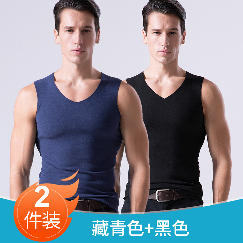 Mens phi quét ấm vest cộng dày nhung thanh thiếu niên cơ thể chặt chẽ dưới tay áo không tay vai lót vest mùa đông.