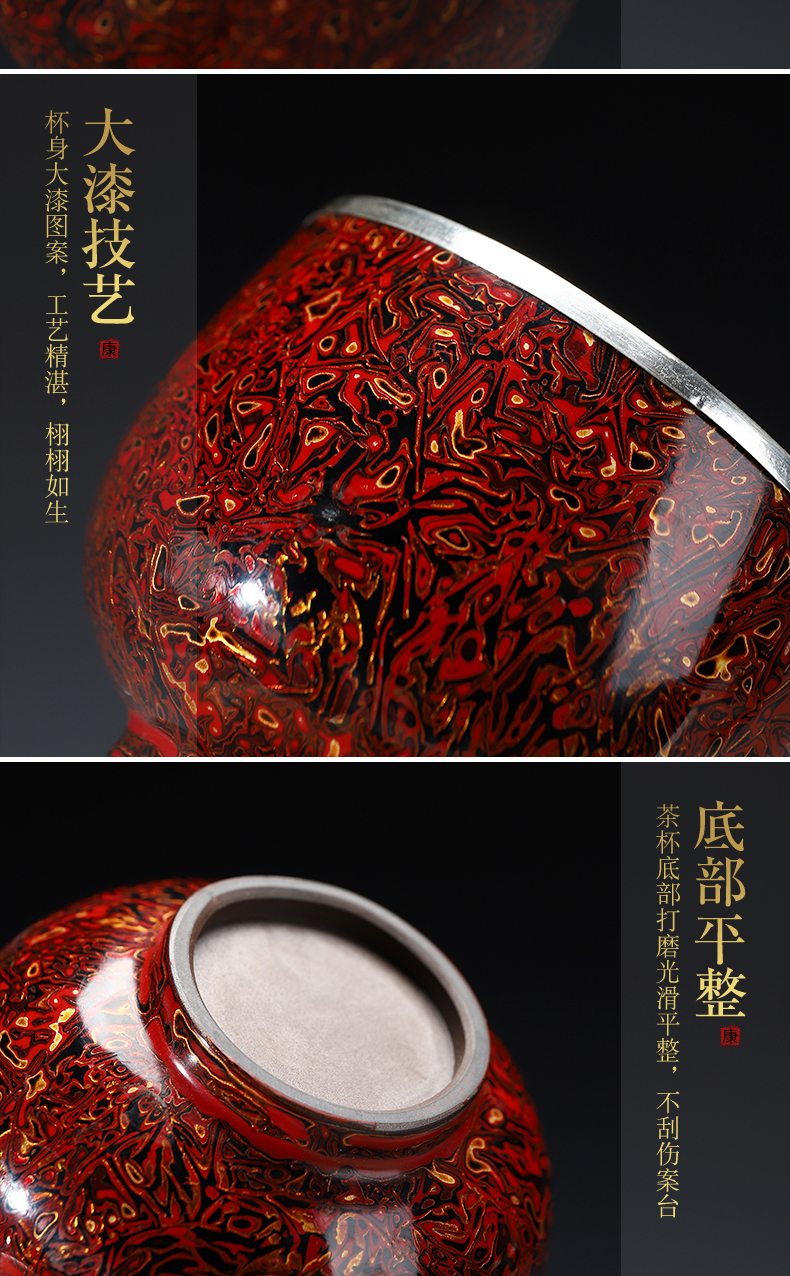 Recreational product jingdezhen lacquer kung fu tea set of the big cup silver cup ceramic masters cup silvering tea cup