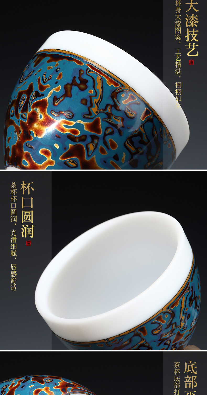 Recreational product lacquer suit suet jade white porcelain tureen of a complete set of ceramic cups Chinese wind Chinese lacquer arts and crafts