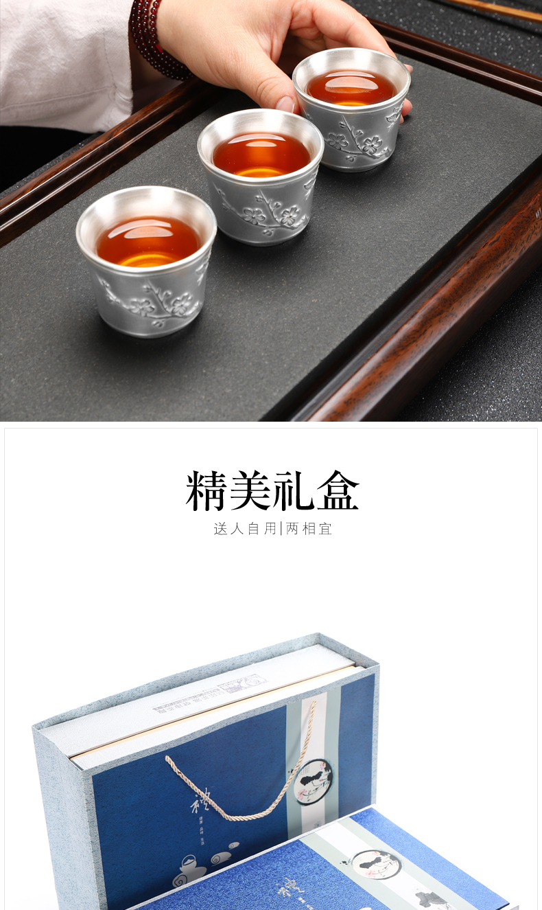 Recreational product coppering. As silver, 999 silver, ceramic tea set manually kung fu tea teapot teacup 6 people of a complete set of gift box