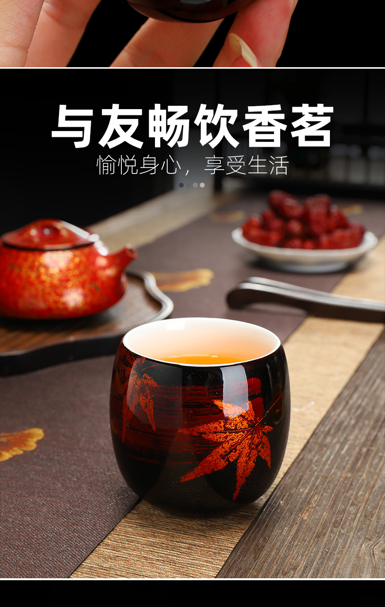 Recreational product lacquer tea master Chinese lacquer natural jade porcelain cup blue gold bugs sample tea cup pure manual small tea cups