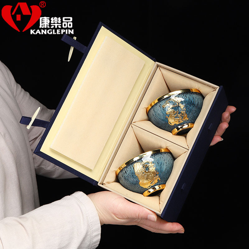 Recreational product jingdezhen an inset jades kung fu tea cup gold small sample tea cup zodiac built drawing masters cup