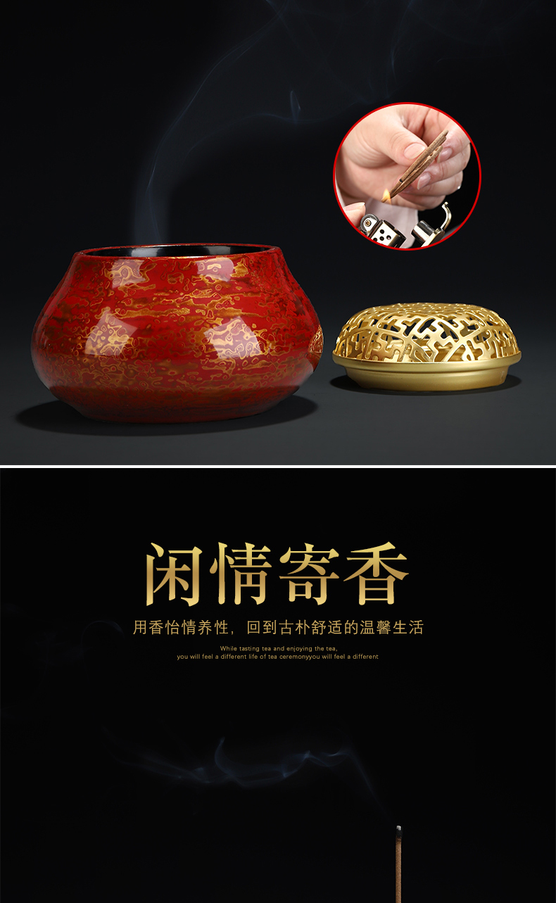 Recreational product big lacquer there are portable Chinese trumpet censer household ceramics sandalwood disk present zen furnace