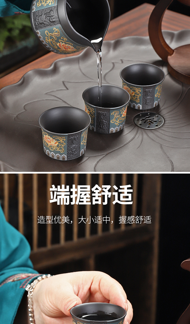 Recreational product ore violet arenaceous tureen tea set a complete set of contracted household teapot teacup tea tray was kung fu tea set