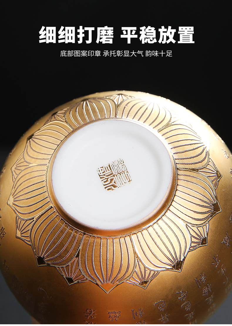 Recreational product suet jade porcelain fine gold relief master single cup large sample tea cup kung fu tea cups checking ceramic household