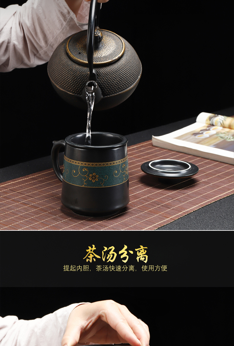 Recreational products and meeting office ceramic cups lid cup 400 ml filtering kung fu tea set office tea cups