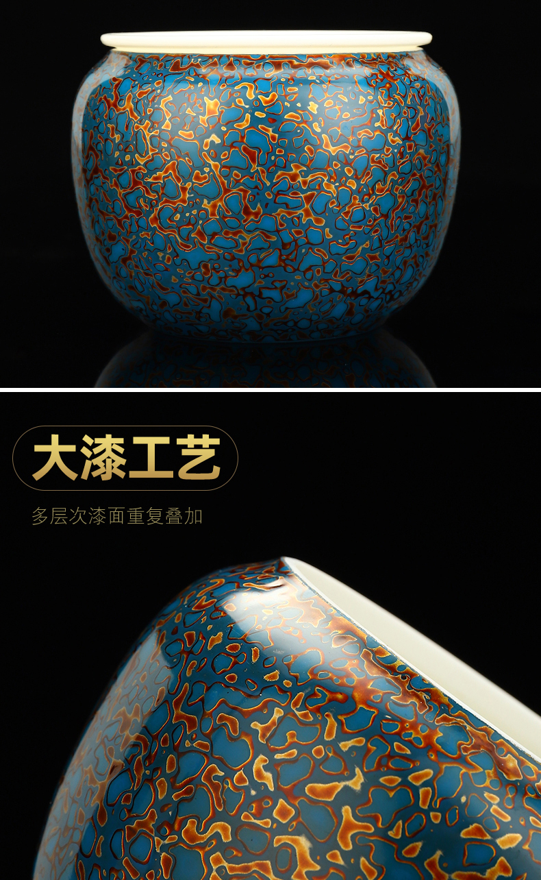 Recreational products checking Chinese lacquer porcelain built in hot water pail XiCha wash water meng with cover tea accessories 400 cc