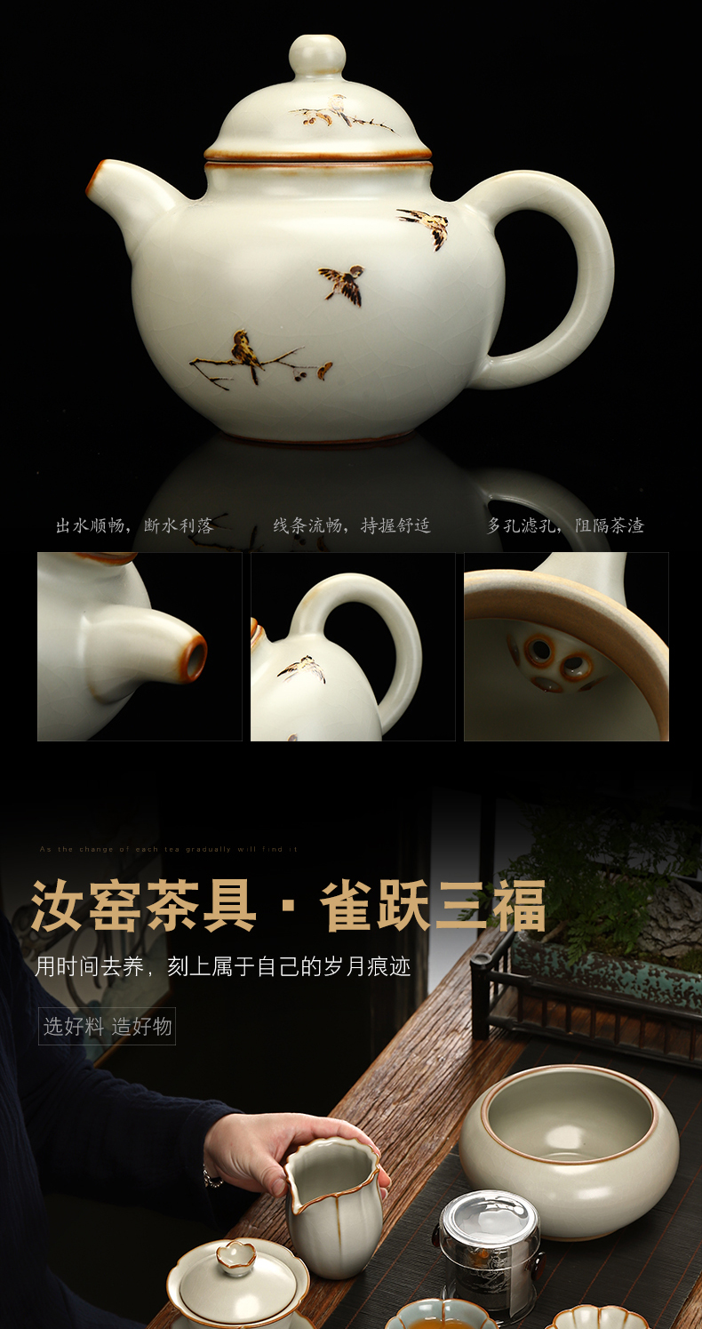 Recreation is tasted your up crack kung fu tea set home sitting room open piece of jingdezhen ceramic teapot with silver cups