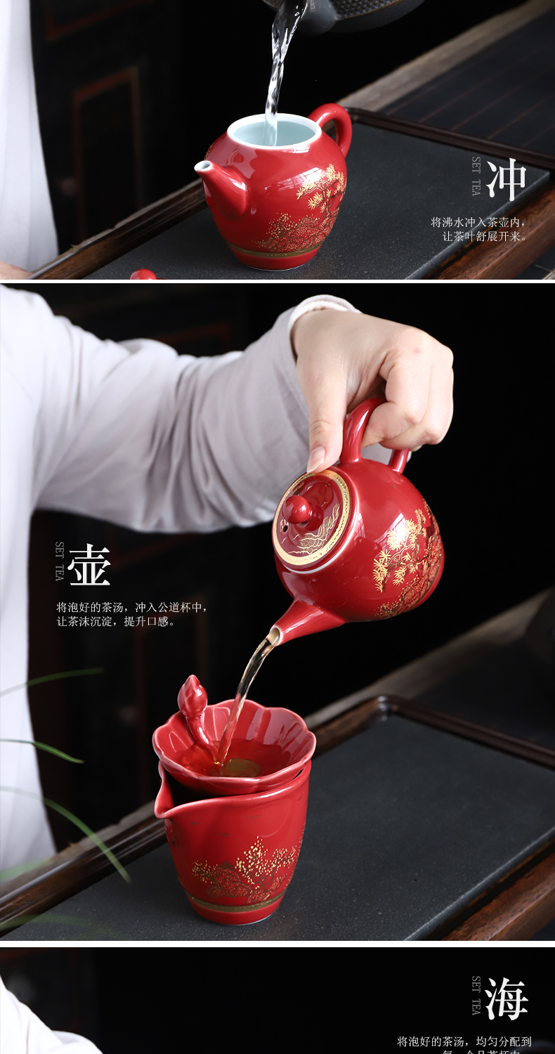 Recreational product kung fu tea set household Jin Liu silver lid to use ceramic cups office gift box custom package