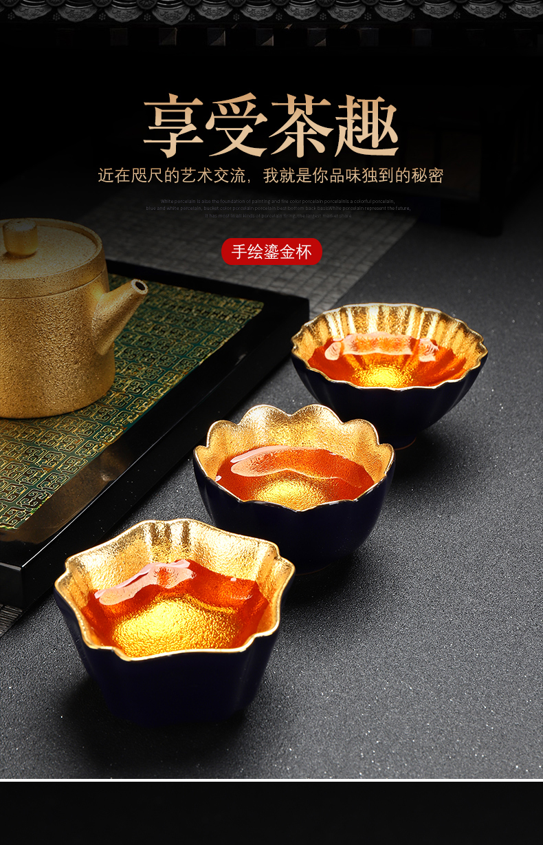 Recreational product gold violet arenaceous mud cup household move master zhu ceramic kunfu tea light cup single cup gift boxes