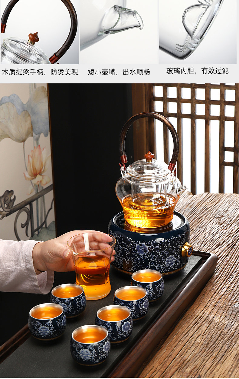 Recreational taste cooking pot set coppering. As silver steam boiling tea cups porcelain enamel see colour black tea TaoLu small electric electricity