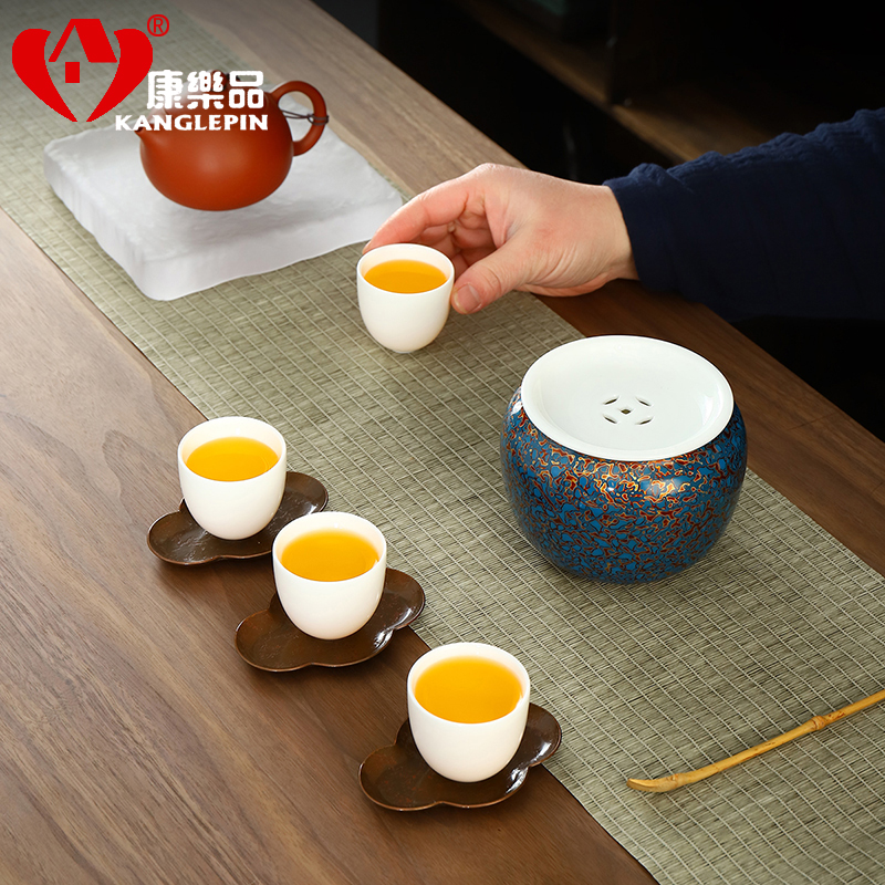 Recreational products checking Chinese lacquer porcelain built in hot water pail XiCha wash water meng with cover tea accessories 400 cc
