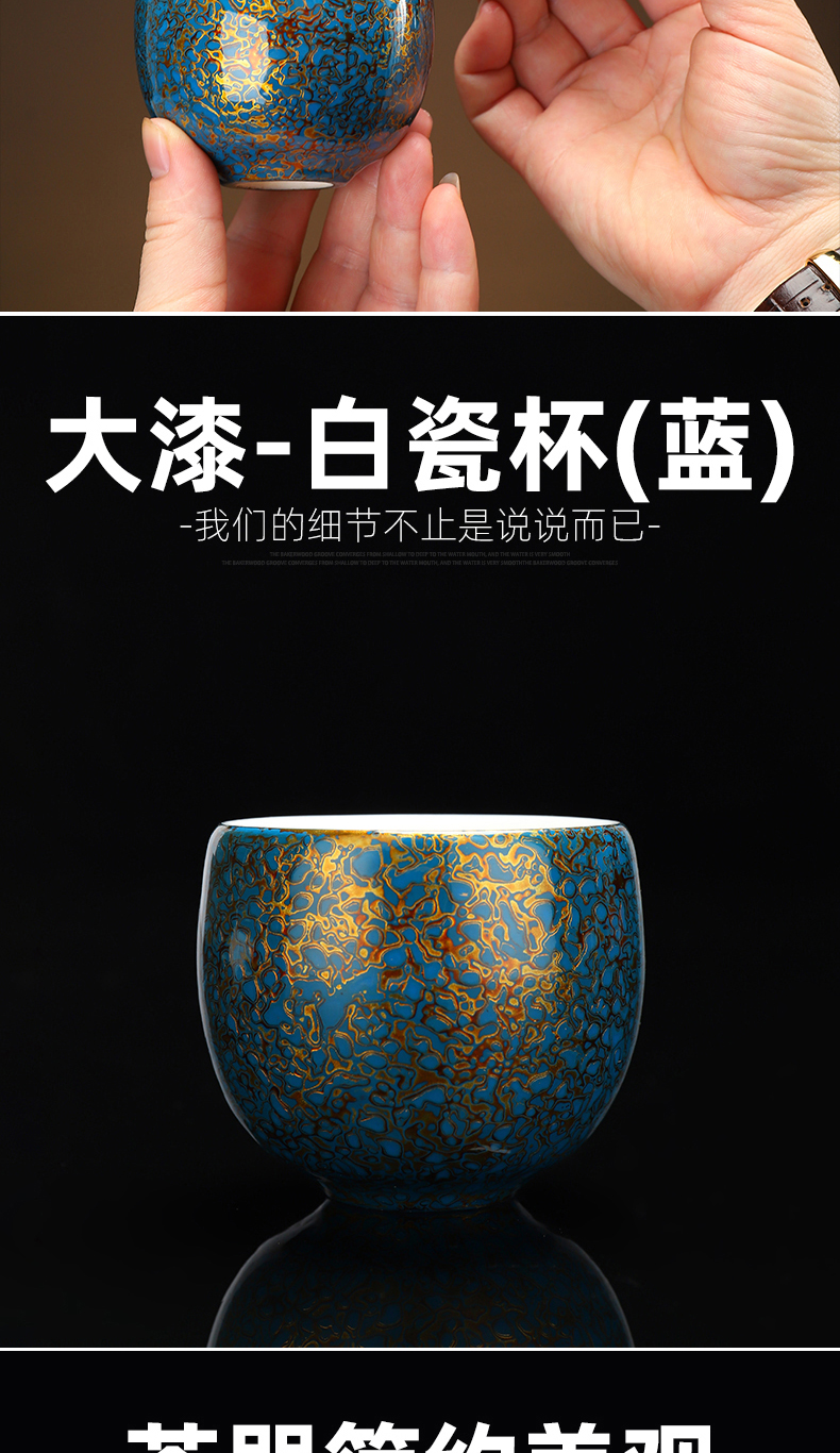Recreational product lacquer tea set ceramic pure checking checking coarse pottery master cup of the big sample tea cup single CPU