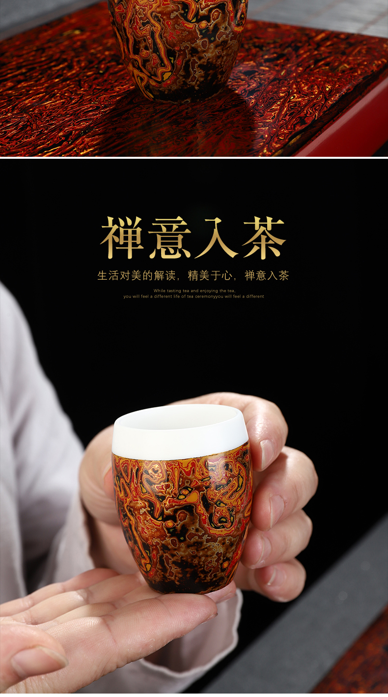 Recreational product lacquer creative manual Chinese lacquer master cup single CPU suet jade white porcelain ceramic household sample tea cup