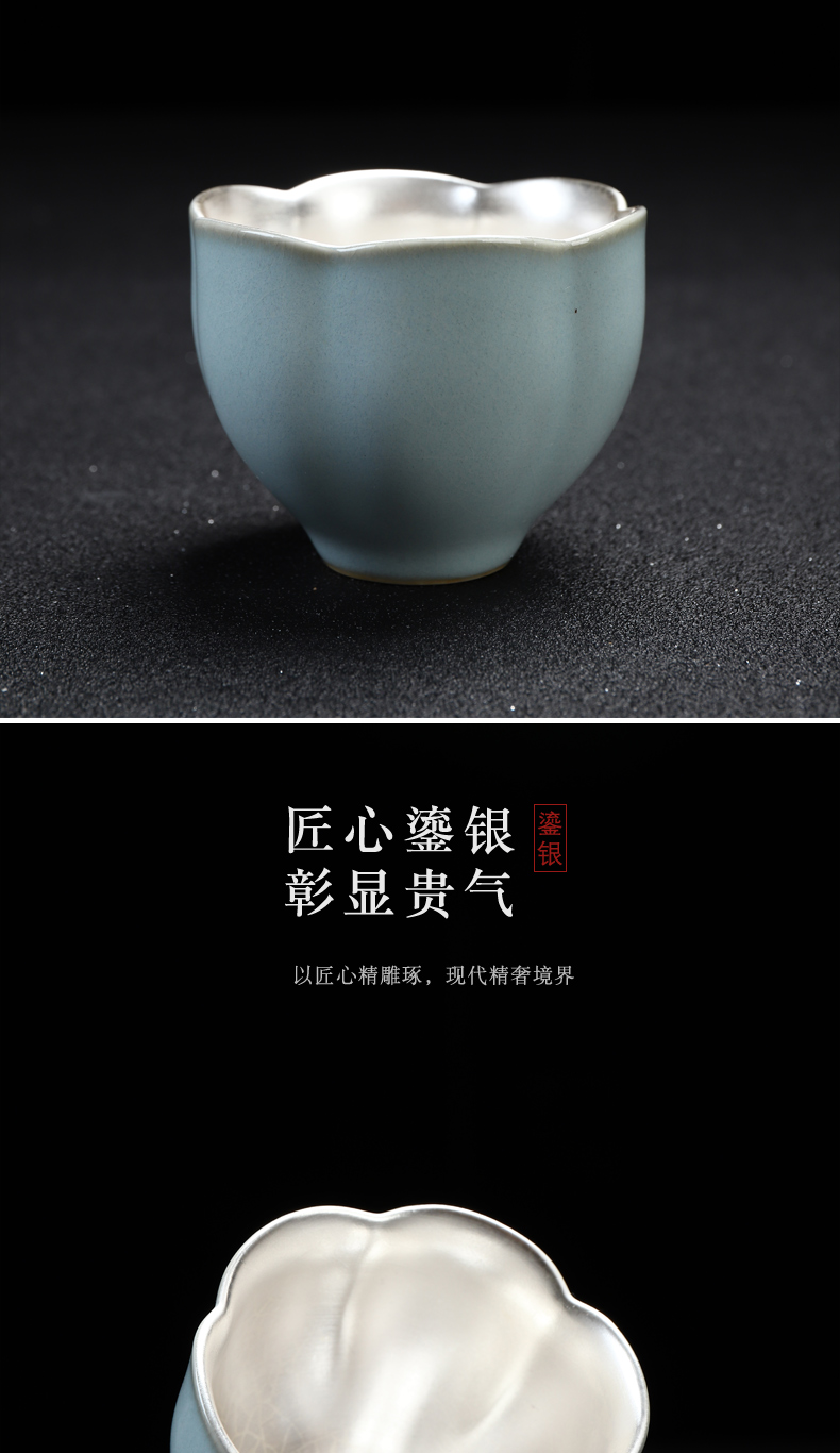 Recreation quality 999 sterling silver cup of household ceramic cups ru up market metrix who cup single CPU kunfu tea cup tea sets