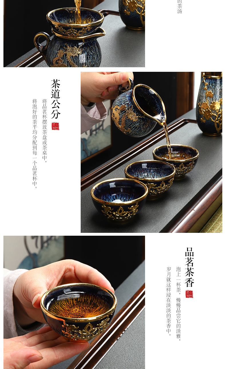 Recreational product an inset jades kung fu tea set jingdezhen ceramic inlaid with silver dragon teapot teacup tea taking the whole household