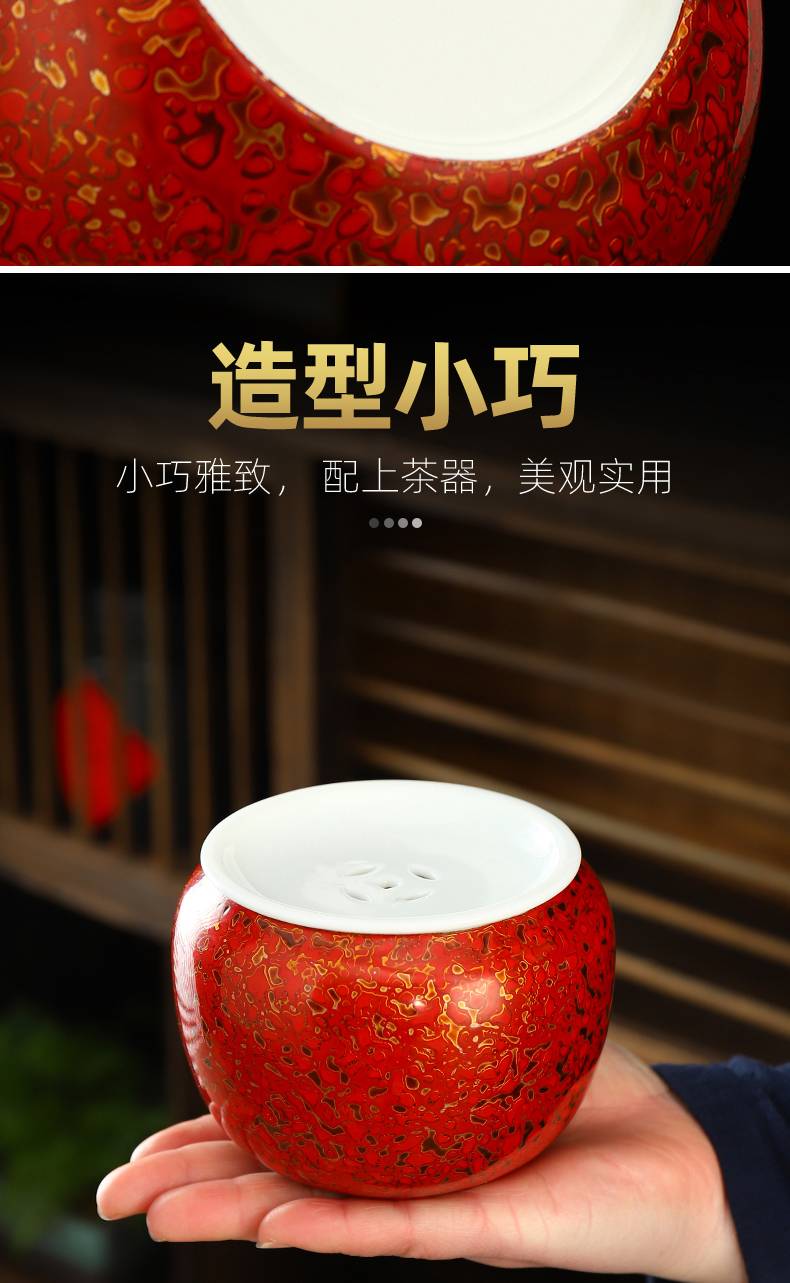 Recreational products checking Chinese lacquer porcelain built in hot water pail XiCha wash water meng with cover tea accessories 400 cc