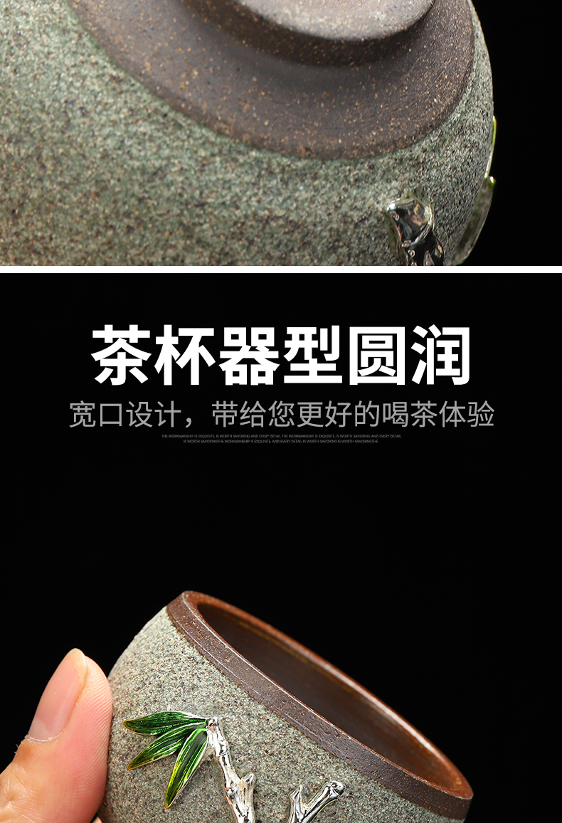 Recreational product ore rock, mudstone firewood to violet arenaceous silver inlaid with a cup of kung fu tea master sample tea cup a cup of tea cups