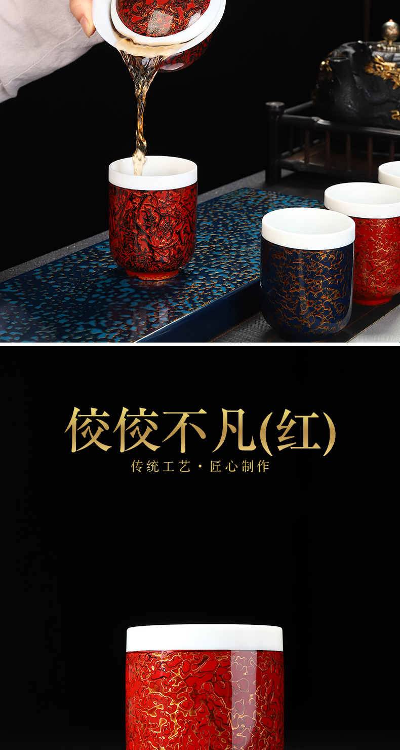 Recreational product lacquer dehua suet jade white porcelain Chinese lacquer tea service manual ceramic cups master cup single CPU