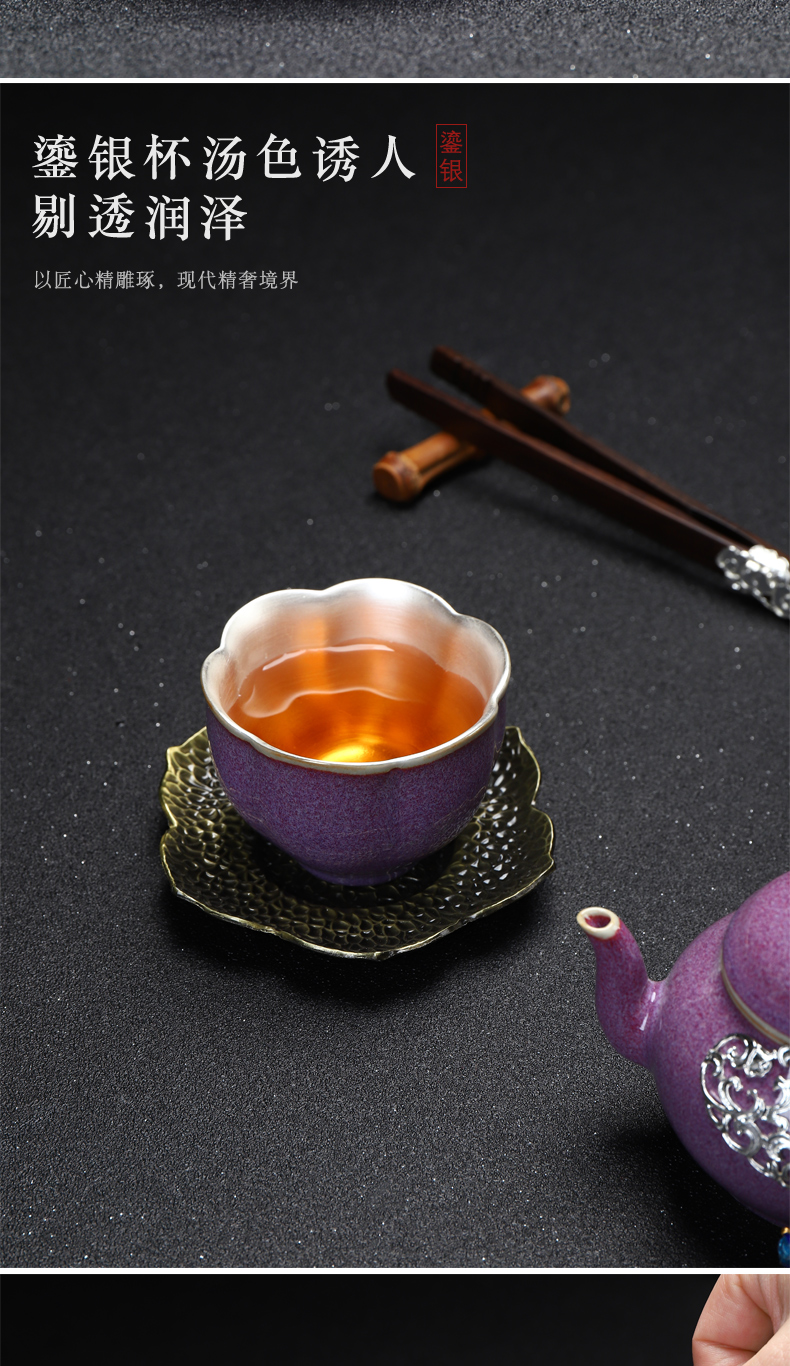 Recreation quality 999 sterling silver cup of household ceramic cups ru up market metrix who cup single CPU kunfu tea cup tea sets