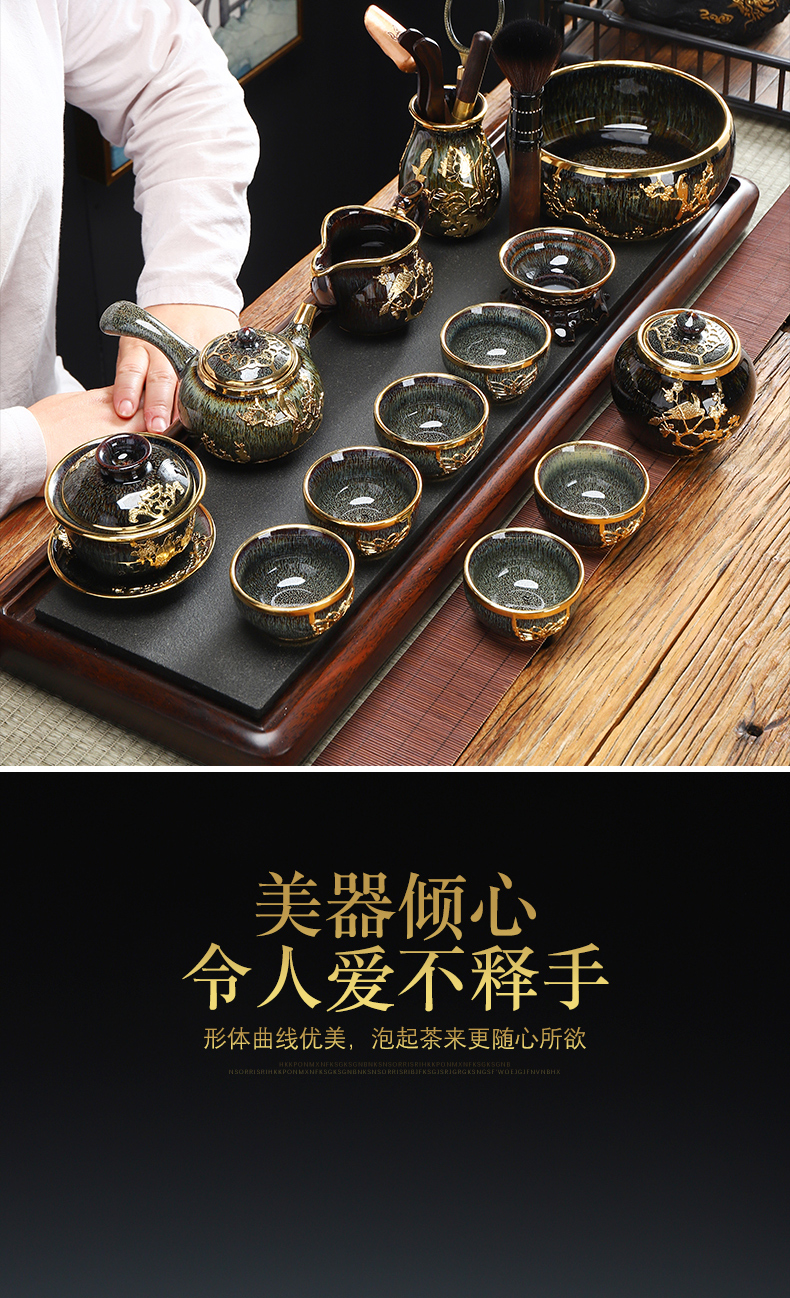 Recreational product an inset jades jingdezhen business gift set manually Jin Gongfu tea teapot teacup built one single pot of tea