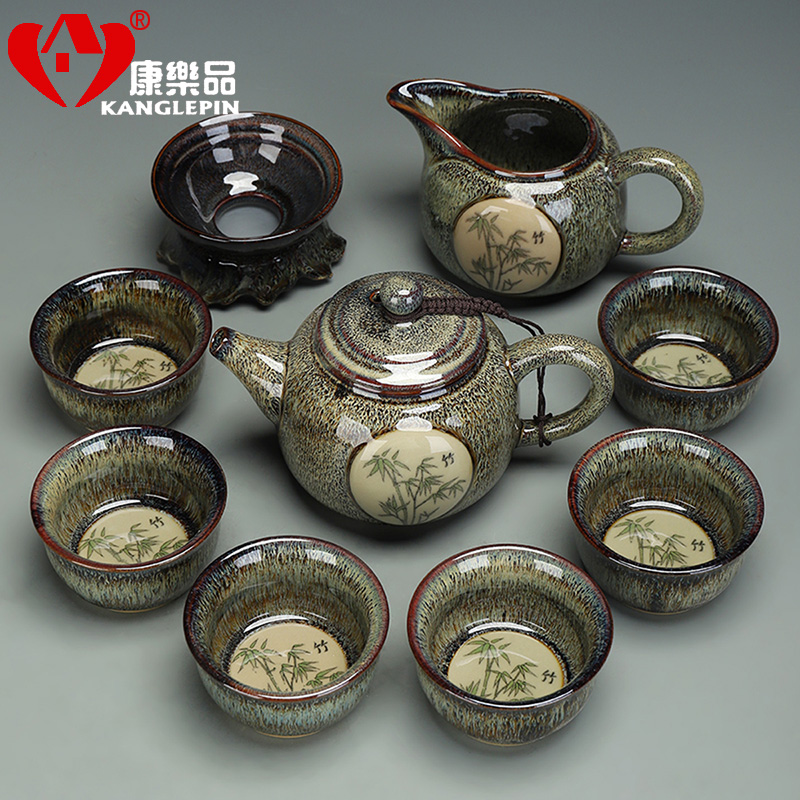 Recreational products built light tea set domestic high - grade red glaze, by patterns ceramic cups 11 into the kung fu tea set